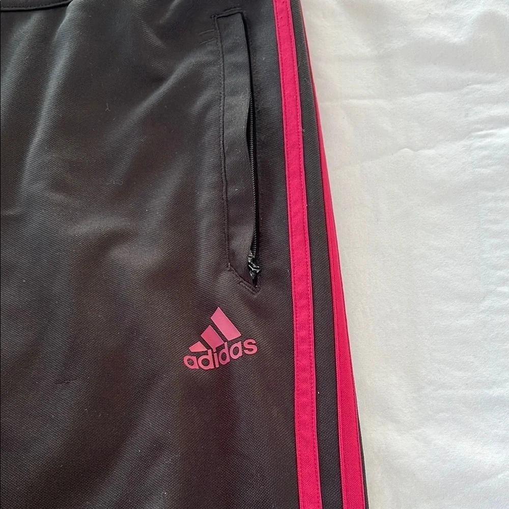 Adidas Black Joggers with dark pinkAccents size L